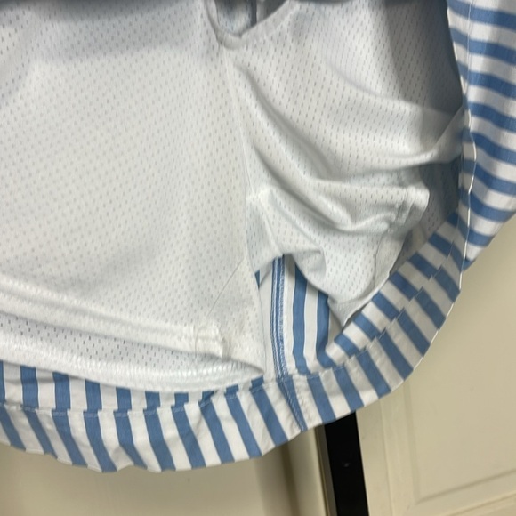 LEE Women’s Skort Blue White Stripe Mid Rise Comfort WaistBand MIDI Size 22M - Picture 4 of 9